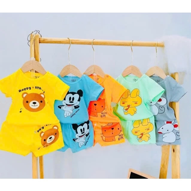COMBO 5 bộ cộc bé trai/ bé gái, 100% cotton size 3-14kg (set cộc chuột)...
