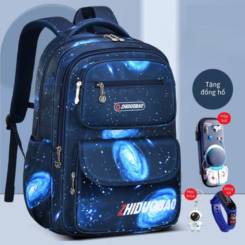 Balo đi học Dung Tích Lớn Siêu Nhẹ Thoáng Khí Schoolbag Tặng kèm Combo phụ kiện hấp dẫn Cho Bé Trai Lớp 1-6