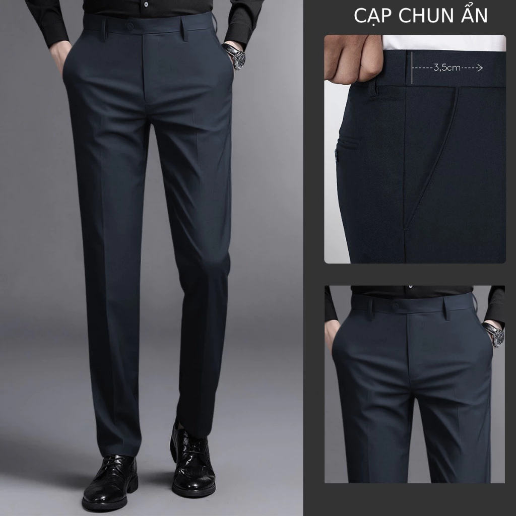 Quần Tây Nam Cao Cấp Atrastino cạp chun co giãn chất vải COTON SPANDECK Co Dãn Thỏa Mái,Không Nhăn QA006