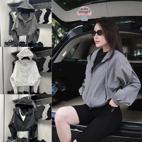 Áo khoác croptop gió nhăn mềm hàn quốc mặc được 2 mặt chất thoáng mát dạy dặn form unisex áo kháoc dù lửng cao cấpNAKA27