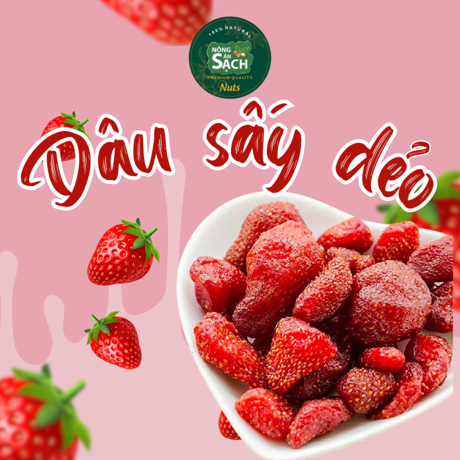 Dâu tây sấy dẻo Nông Sản Sạch chua ngọt Dâu tây sấy lạnh Đặc sản Đà Lạt