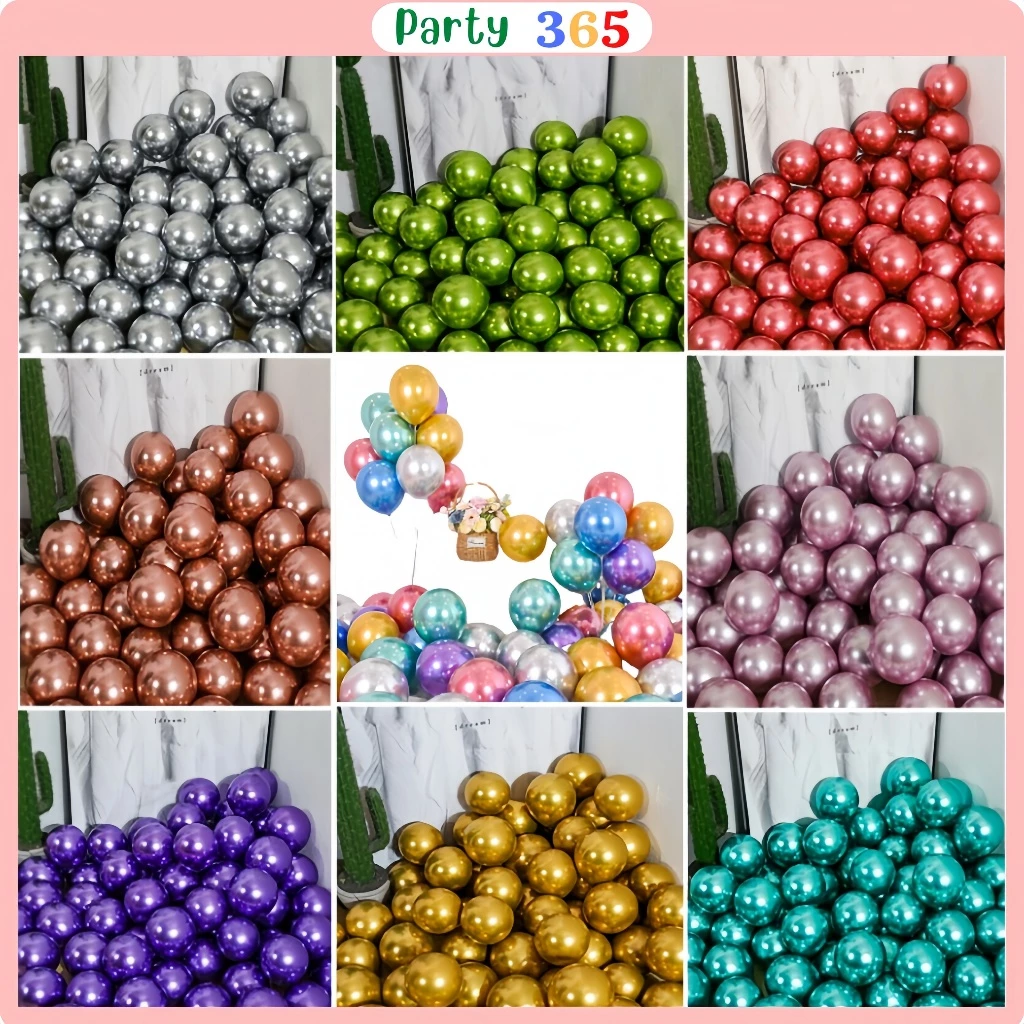 Set 50 Bóng Bay Mạ Chrome Siêu Nhũ Trang Trí Sinh Nhật ,Bong Bóng Trang Trí Phòng Cưới, Sự Kiện