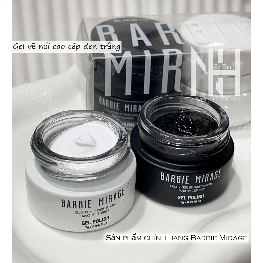 Gel vẽ đen trắng Barbie Mirage, siêu đặc, gel vẽ nổi barbie mirage, gel vẽ nổi trắng