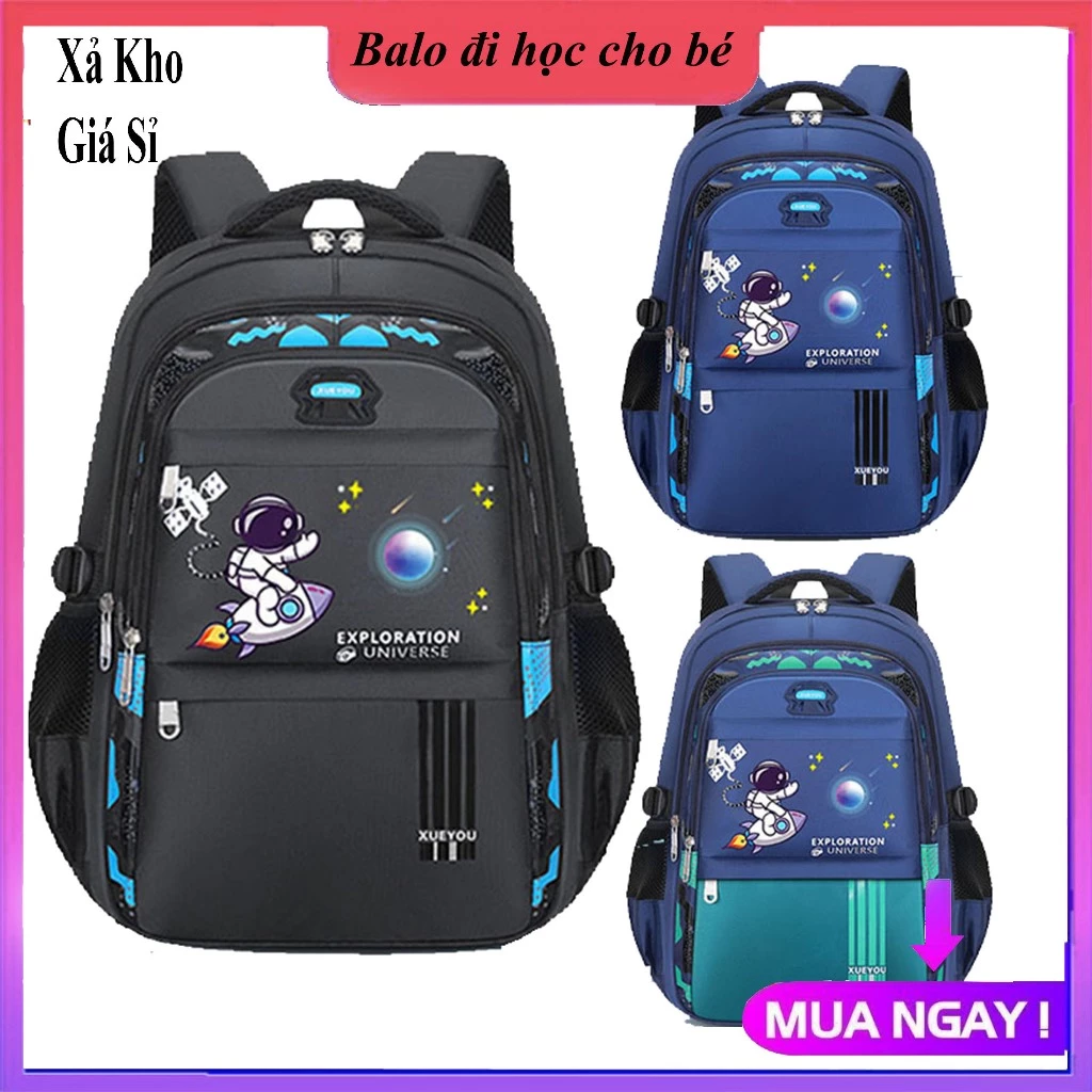 Balo học sinh tiểu học trung học siêu nhẹ, chống thấm nước, phản quang ban đêm- Cặp học sinh có lớp đệm bảo vệ cột sốnga