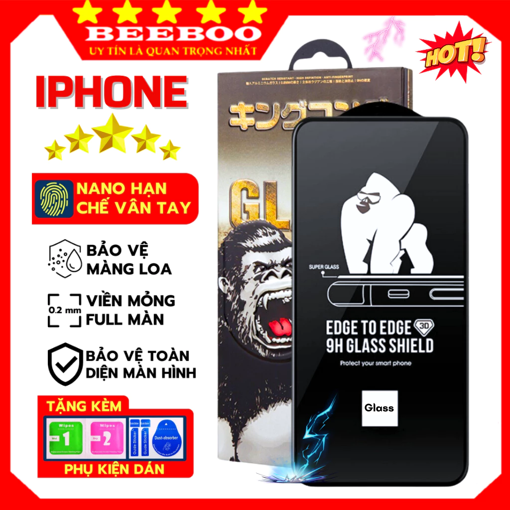 Kính cường lực cho iPhone 18 Pro Max 17 16 15 14 13 Plus 12 Pro Max 11 Sxm X Xs Xr 6/7/Se 7/8plus - Full màn hình KK 3D