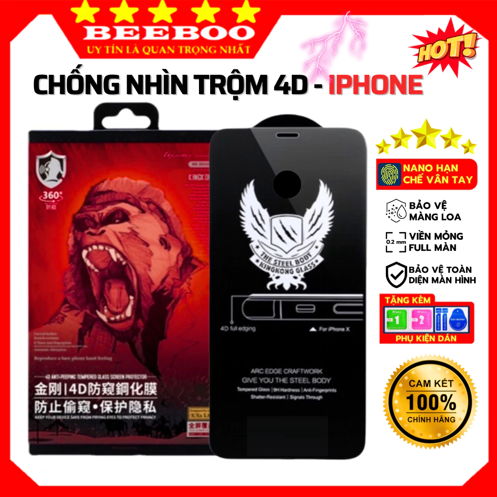 Kính cường lực chống nhìn trộm KK 4D iphone 17 promax15 pro max 13 14 pro max 12 pro max 11 promax xs max x xr 7 8 plus