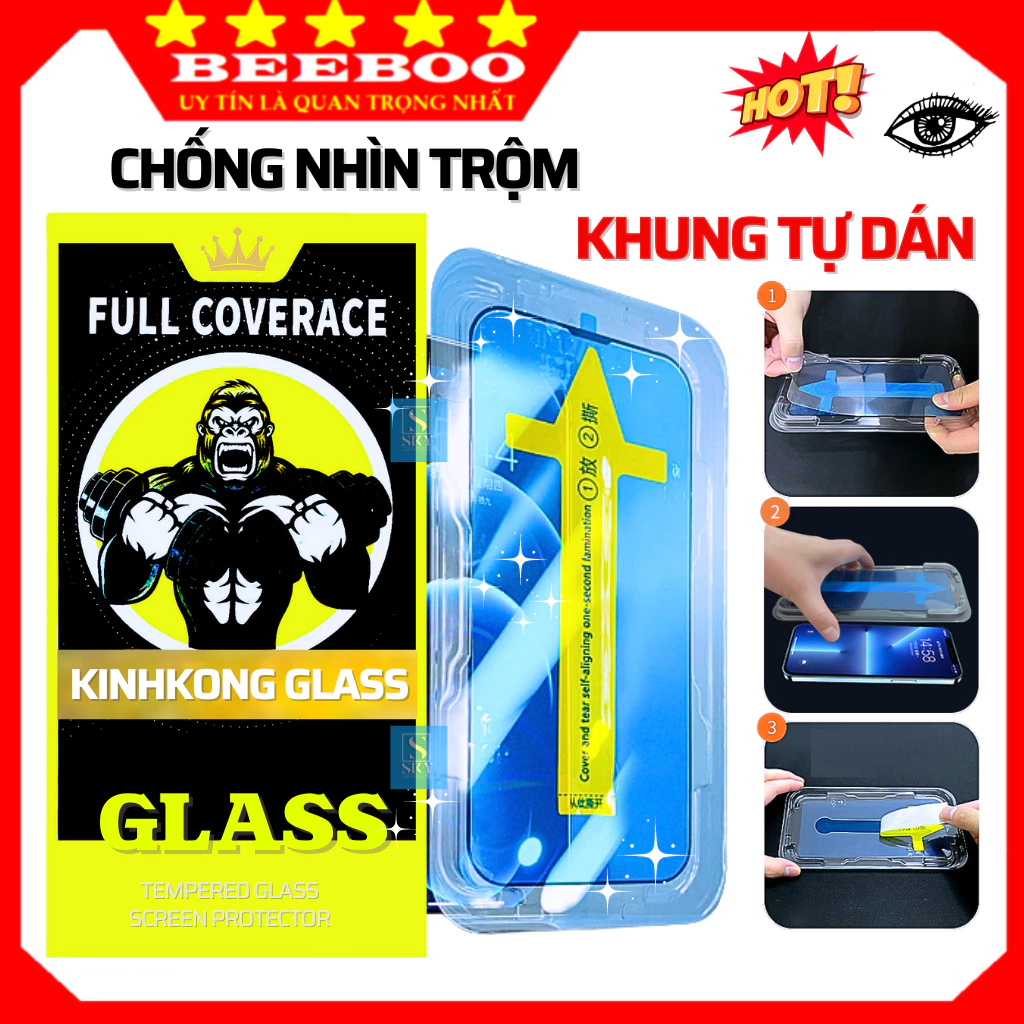 Kính Cường Lực Khung Tự Dán Chống Nhìn Trộm Cho Iphone 11 Pro Max 12 13 14 Pro Max 15 Plus 16 17 Air 18 Promax X Xs Xr