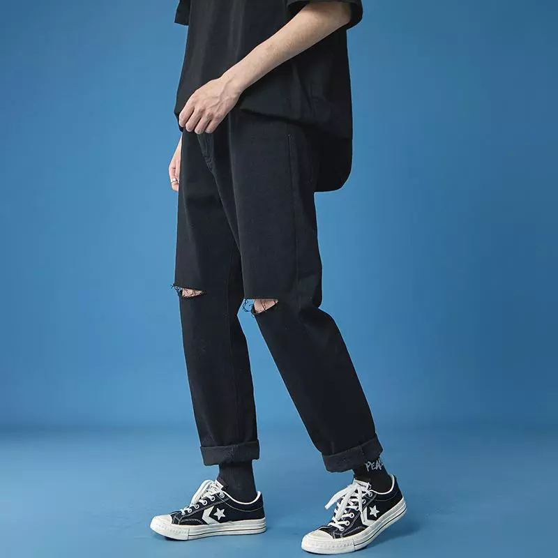 Quần Jean Nam Dáng Baggy Iman Rách 2 Gối 3 Màu Menswear Pants Có Túi Kem