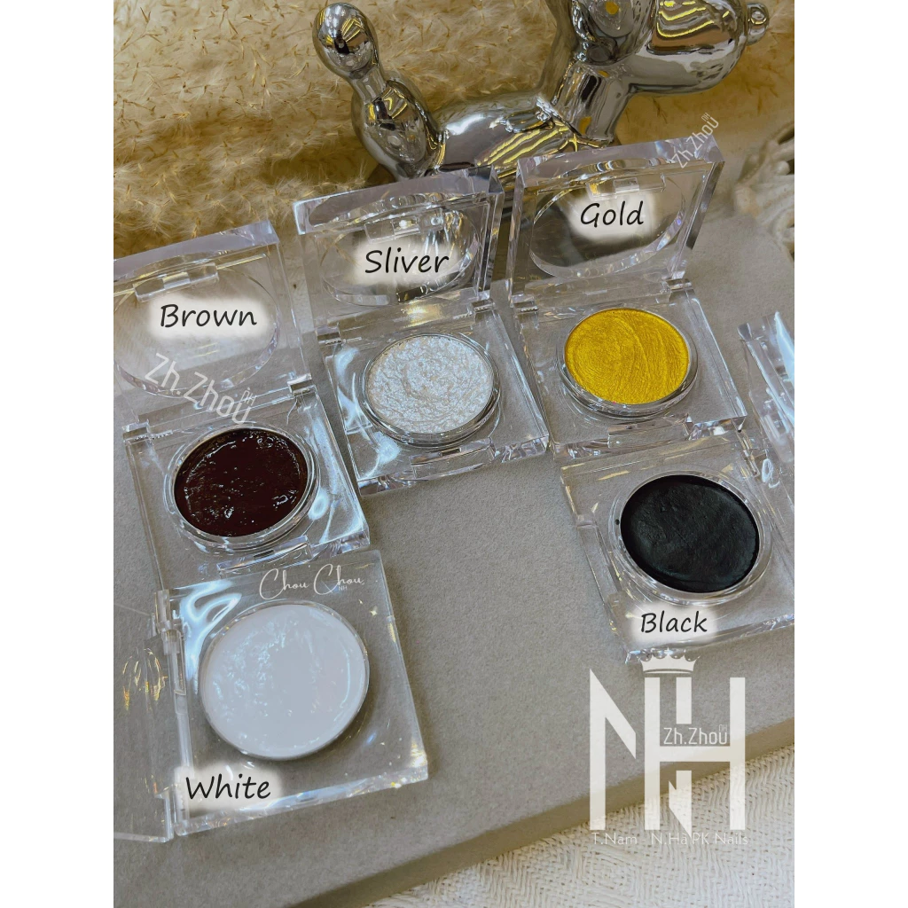 Màu nước vẽ vân đá nail hũ vuông dẹt , màu nước nén vẽ loang , màu nước trắng
