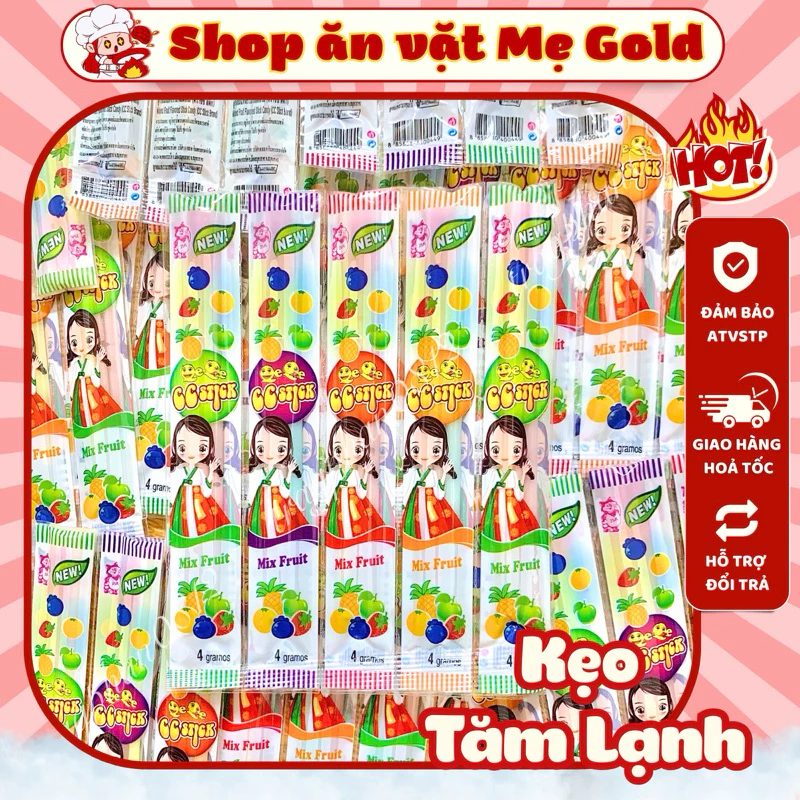 Combo kẹo tăm lạnh mixed fruit Korean CC Stick hương trái cây hỗn hợp (gói 4g, 3 que)