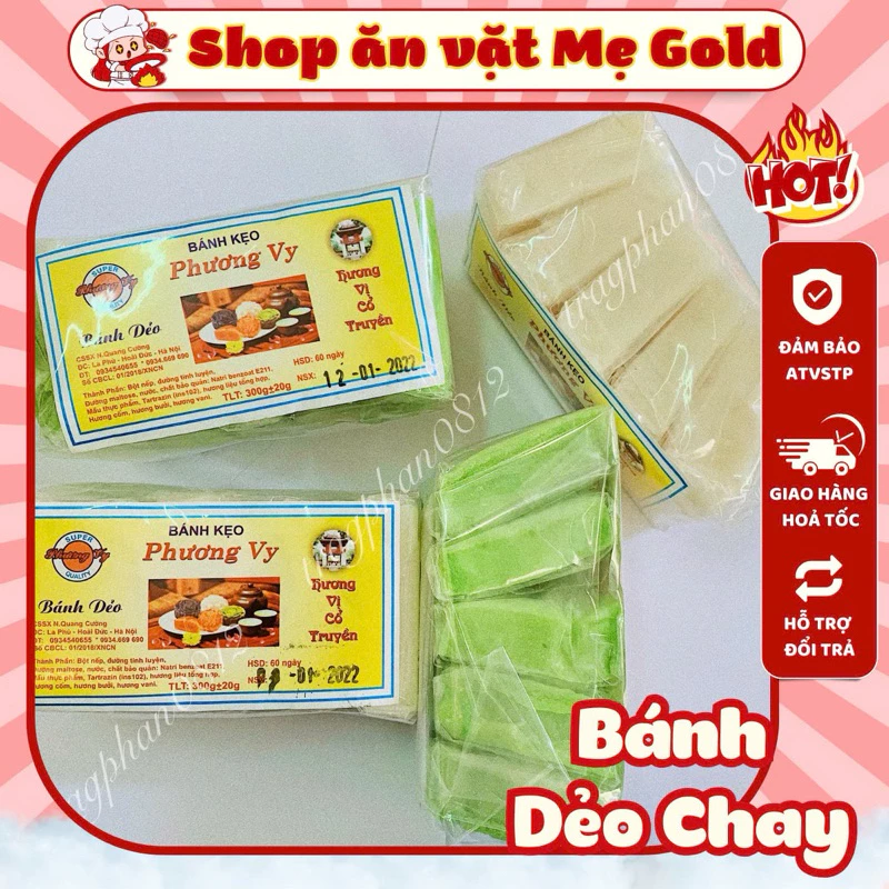 Bánh dẻo chay cổ truyền, bánh dẻo không nhân (lốc 5 miếng)