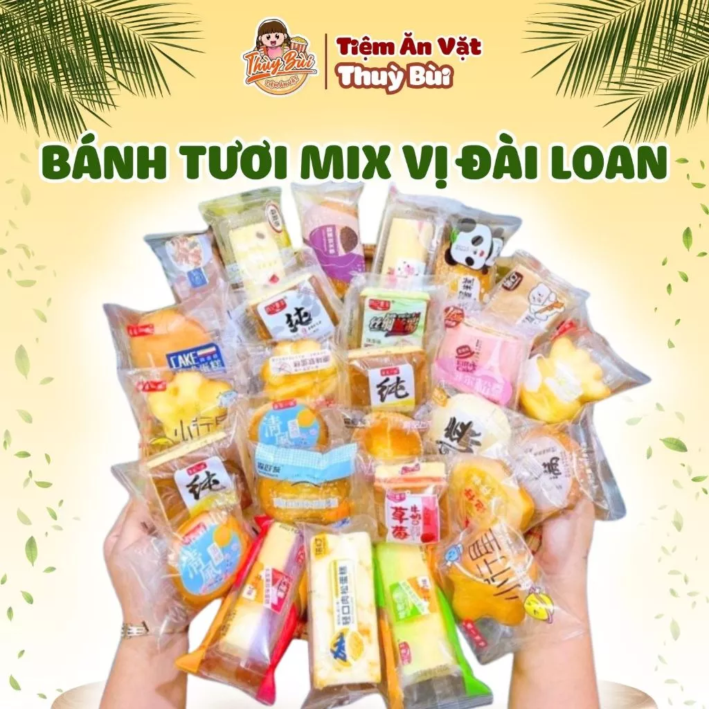 Thùng 2KG Bánh Mix Đài Loan, Bánh Bông Lan Đài Loan Mix Vị Không Trùng Date Mới
