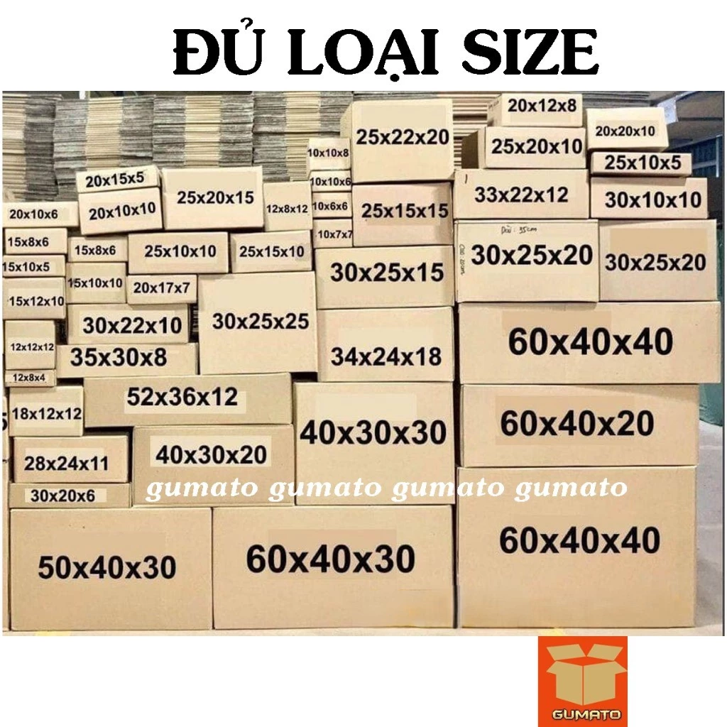 Hộp carton đóng hàng full size, thùng carton hộp giấy gói hàng giá rẻ Gumato