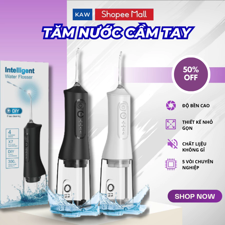 Tăm Nước Cầm Tay Điều Chỉnh 4 Chế Độ Thế Hệ Mới, Vệ Sinh Răng Miệng, Làm Sạch Sâu Mảng Bám