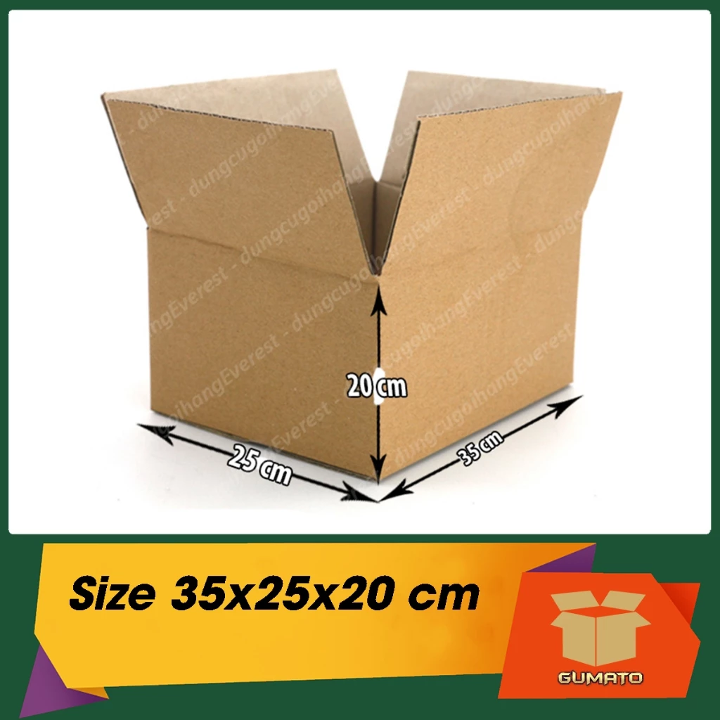 Size 35x25x20 cm, hộp giấy thùng carton gói hàng tại Gumato (Mã số P92)
