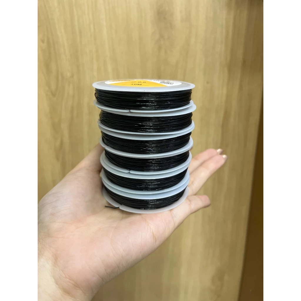 Combo 2 cuộn Dây cước thun MÀU ĐEN dùng xâu chuỗi hạt đá hạt gỗ pha lê đeo tay đeo cổ