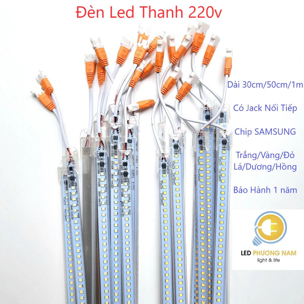 Đèn Led Thanh 220v chip 2835 Loại Tốt Siêu Sáng 30cm/50cm/1m, Tiết Kiệm Điện