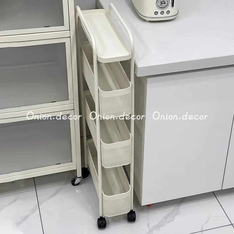 Kệ giá thép khe hẹp 4 tầng bánh xe phòng bếp , vệ sinh