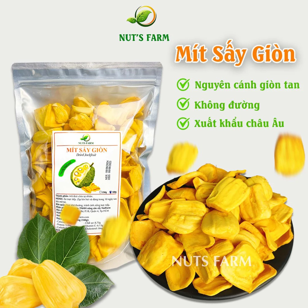 Mít sấy Nguyên miếng Nut Farm, mít thái xuất khẩu không đường