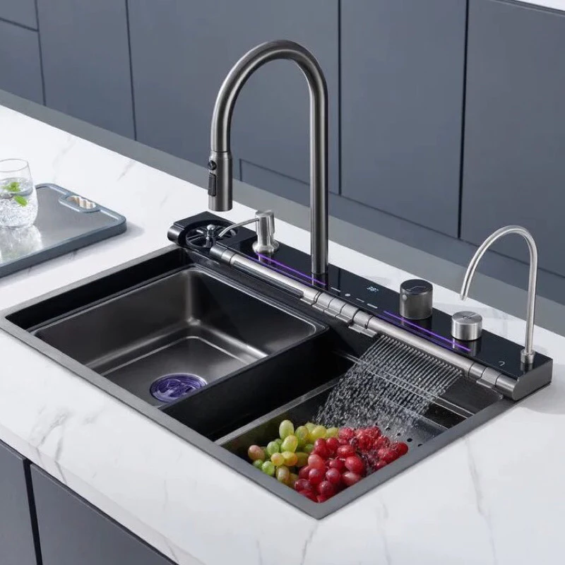 Chậu rửa chén bát  7 phím KROSS hiển thị nhiệt độ , bồn rửa chén vòi xả ngang 7 chế độ BH 10 Năm