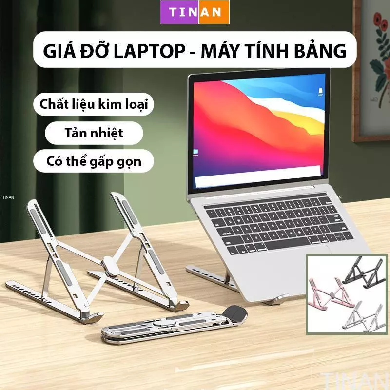Giá Đỡ Laptop, Máy Tính Bảng HỢP KIM NHÔM Cao Cấp, Tản Nhiệt, Có Thể Gấp Gọn