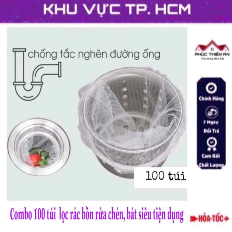 [Combo] Bịch túi lọc rác bồn rửa chén, bát (khoảng 50-100 túi lưới/bịch) - siêu tiện dụng, hiệu quả