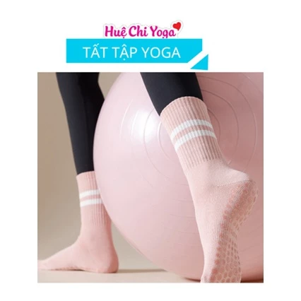 Tất Thể Thao Nữ ,Vớ Yoga Nữ Cổ Cao Cotton Chống Trượt Thoáng Mát Co Dãn, Vớ Nữ Cổ Cao Yoga Cao Cấp