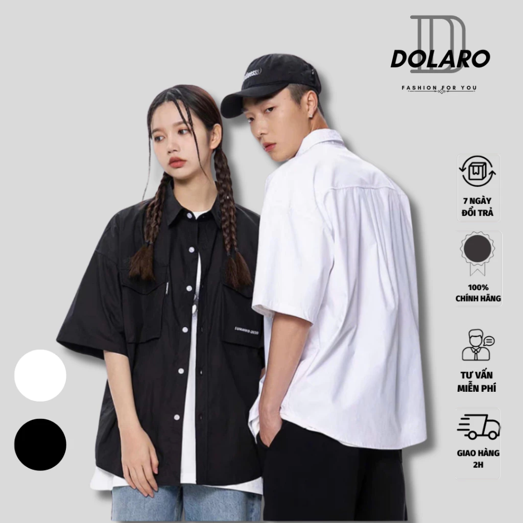 Áo sơ mi trắng nam DOLARO cao cấp kiểu dáng phối viền hàn quốc phù hợp đi học hay công sở, có big size cho người 90kg