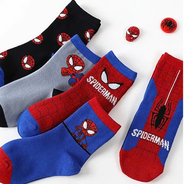 Set 5 Đôi Tất Siêu Nhân Người Nhện Cổ Cao Bé Trai 1- 12 tuổi TTE02
