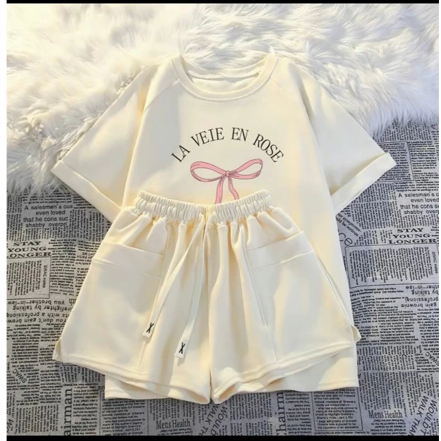 Bộ Set thời trang túi cho nữ mùa hè in hình NƠ - Set gồm 4 màu và quần có túi Genz