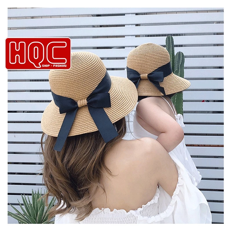Mũ đi biển, Nón cói đi biển cho mẹ và bé siêu hót HQC09