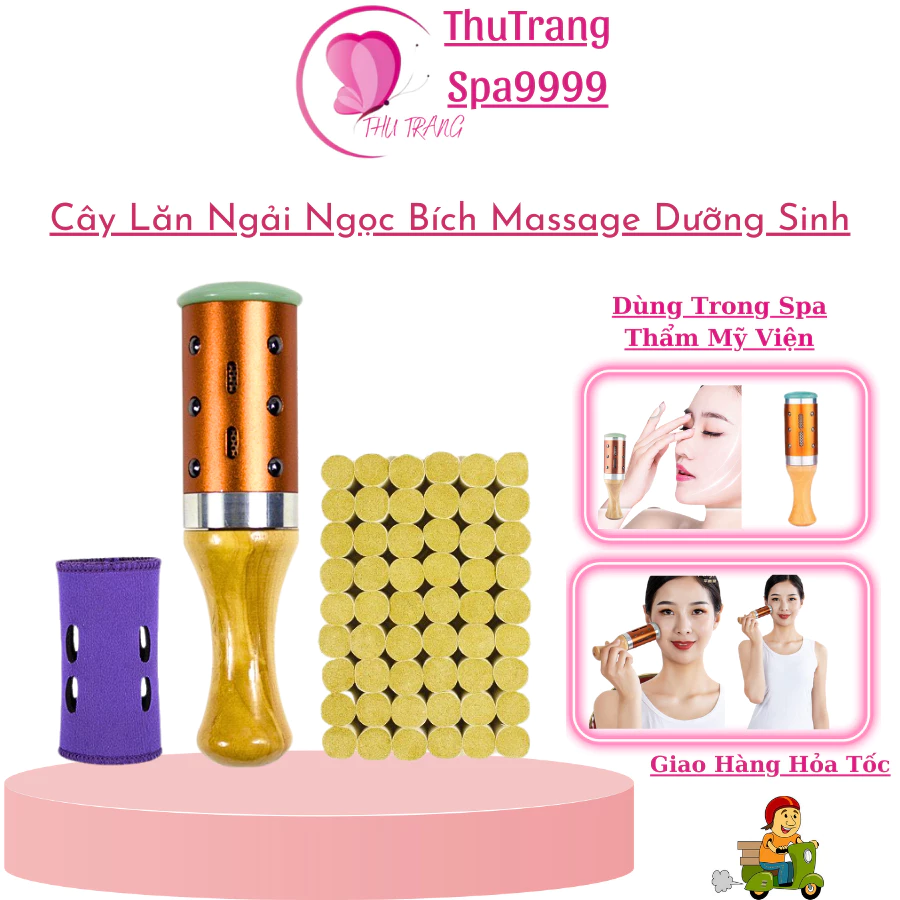 Thanh Lăn Ngải Ngọc Bích Dùng Massage Mặt và Body | Con Lăn Ngải Ngọc Bích Thư Giãn Dùng Trong Dưỡng Sinh