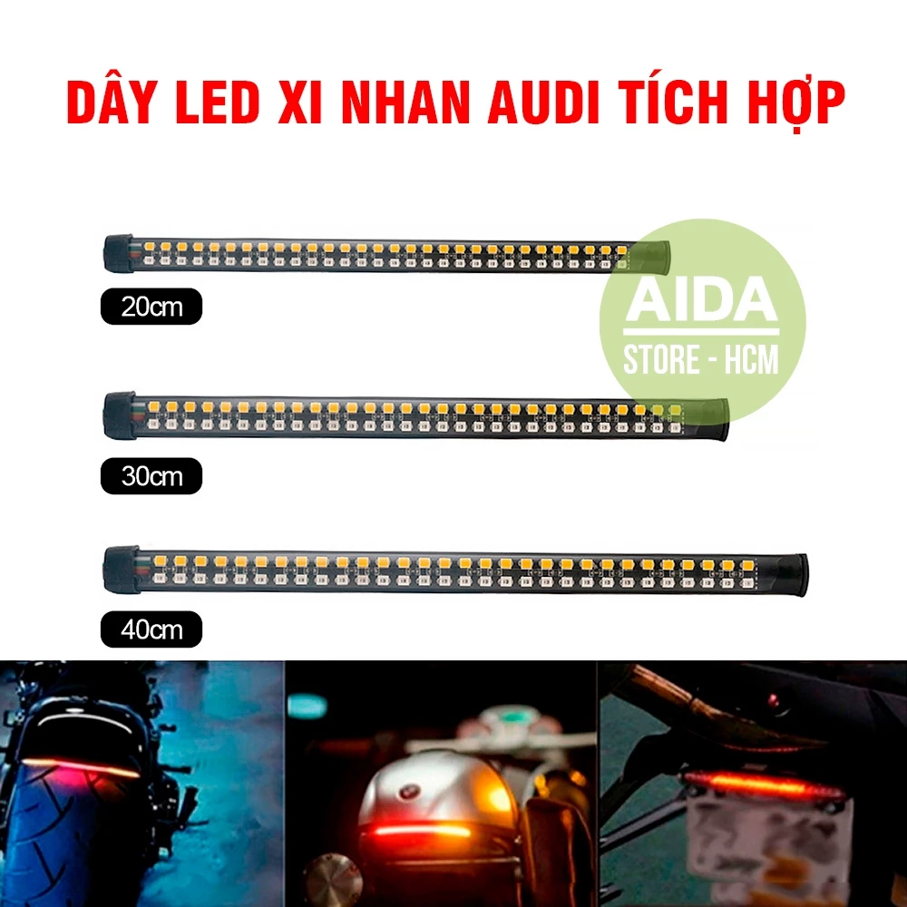 Dây đèn led DẺO XI NHAN AUDI tích hợp dành cho xe máy, ô tô DC`12v