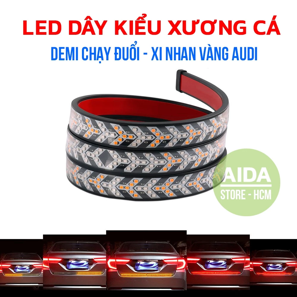 Dây đèn LED kiểu xuơng cá trang trí cốp phía sau ô tô