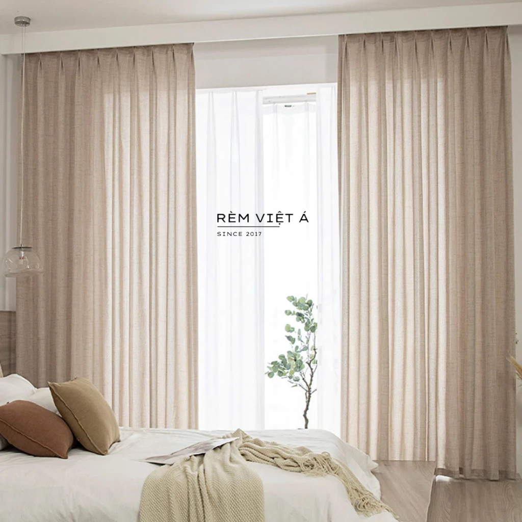 Rèm Linen Màu Be - Rèm Vải Linen Vintage Trang Trí Phòng Khách,Phòng Ngủ Siêu Xinh,Decor Homestay,Studio