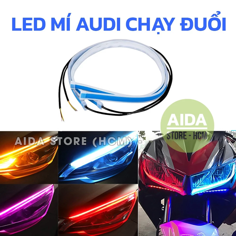 Dây led mí chạy đuổi Audi lắp cho xe máy, ô tô - DC 12v - KHÔNG LẮP CHO XE ĐIỆNy