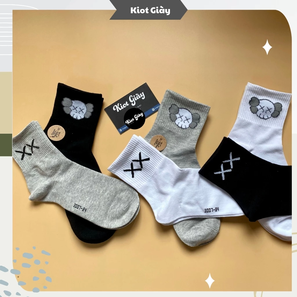 Tất vớ KAWS XX cổ cao nam nữ - Tất cổ trung hoạt hình Sesame Street