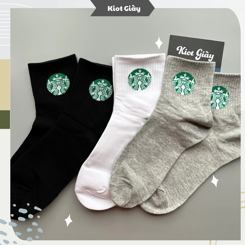 Tất hoạ tiết Starbucks - Tất vớ thể thao logo Starbucks nam nữ