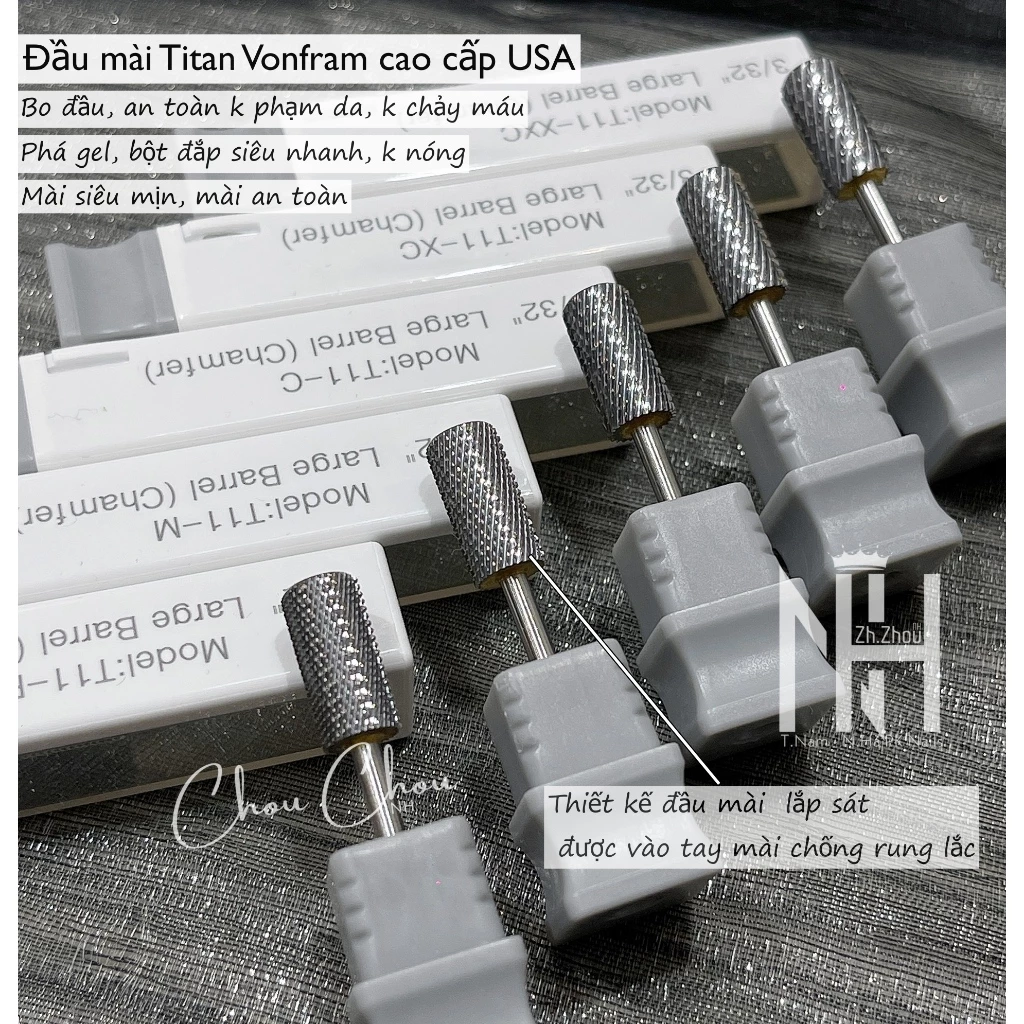 Đầu mài titan bo đầu, đầu mài vonfarm, đầu mài siêu mịn, đầu mài siêu phá, đầu mài nail cao cấp