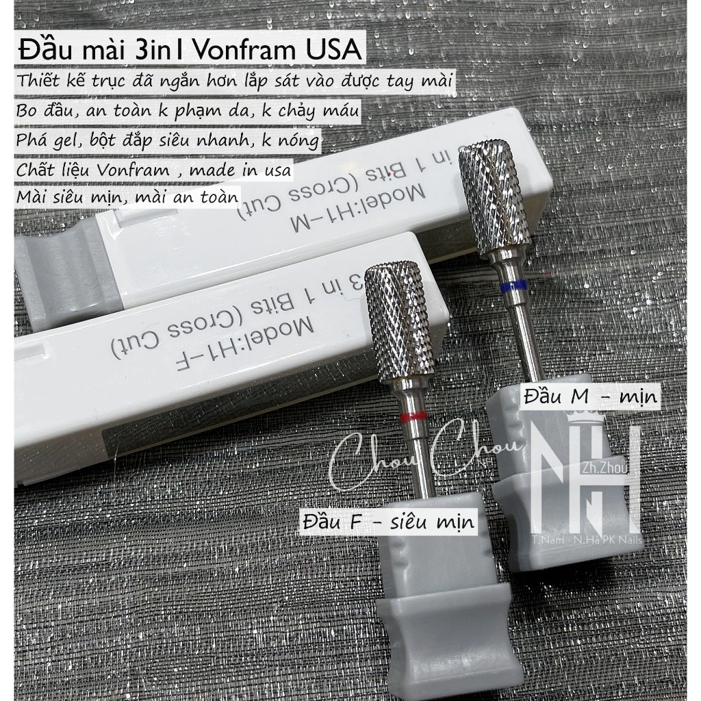 Đầu mài titan 3in1 ít bụi ,đầu mài phá, đầu mài mịn, mài móng bột, mài gel