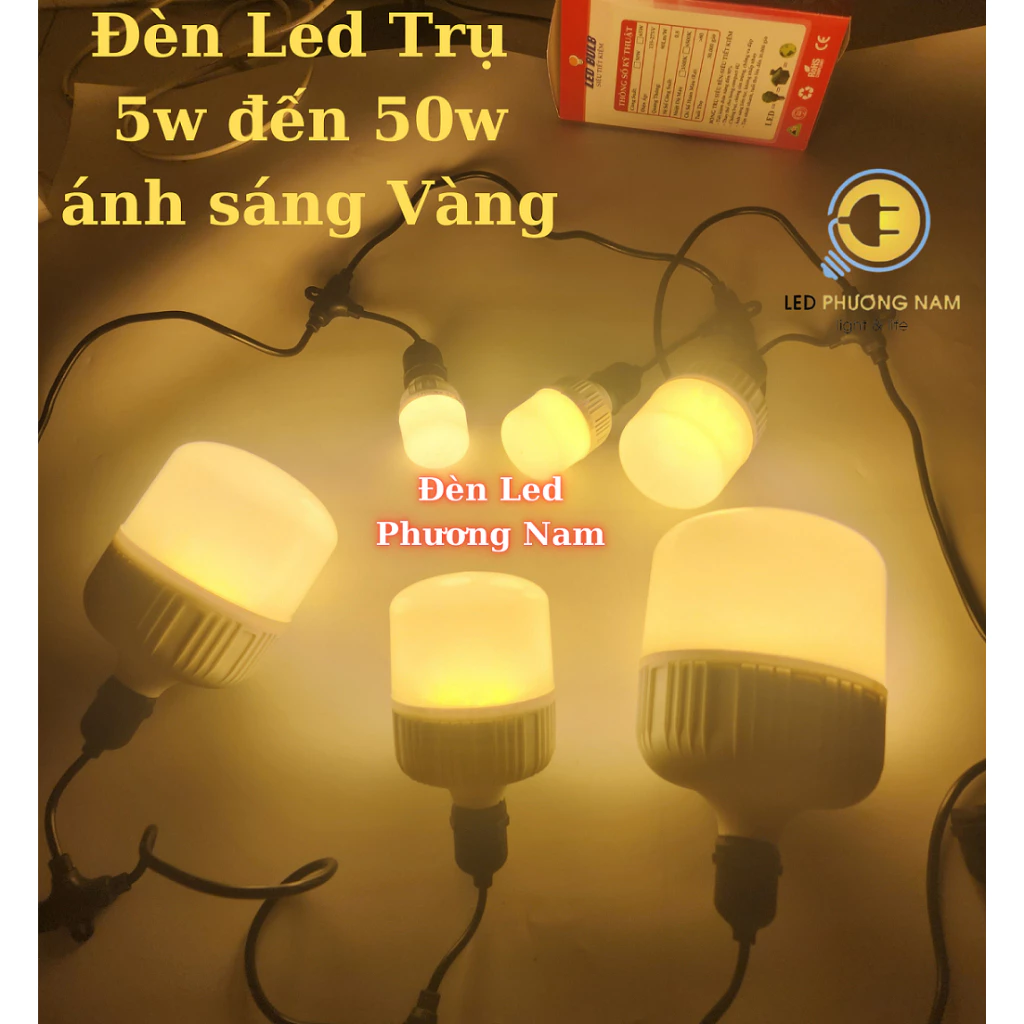 Bóng đèn led Trụ ánh sáng Vàng, Tiết Kiệm Điện bảo Hành 12 tháng - Led Phương Nam
