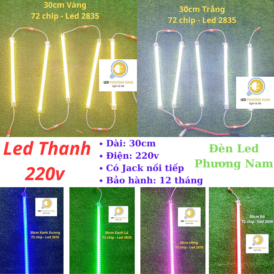 Đèn Led Thanh Điện 220v - Dài 30cm (Trắng - Vàng)