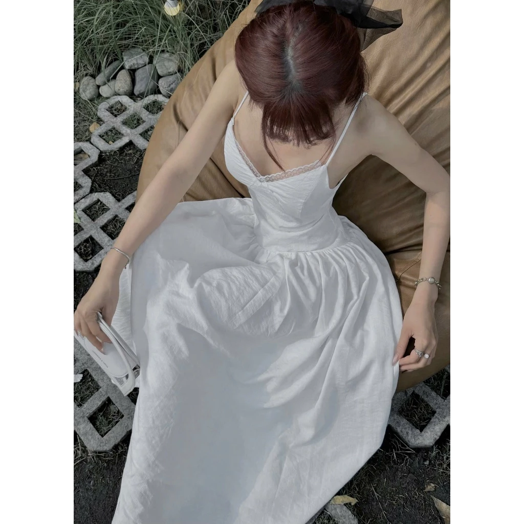 Đầm 2S linen mềm phối ren , size SML , may 2 lớp ( La El Dress )