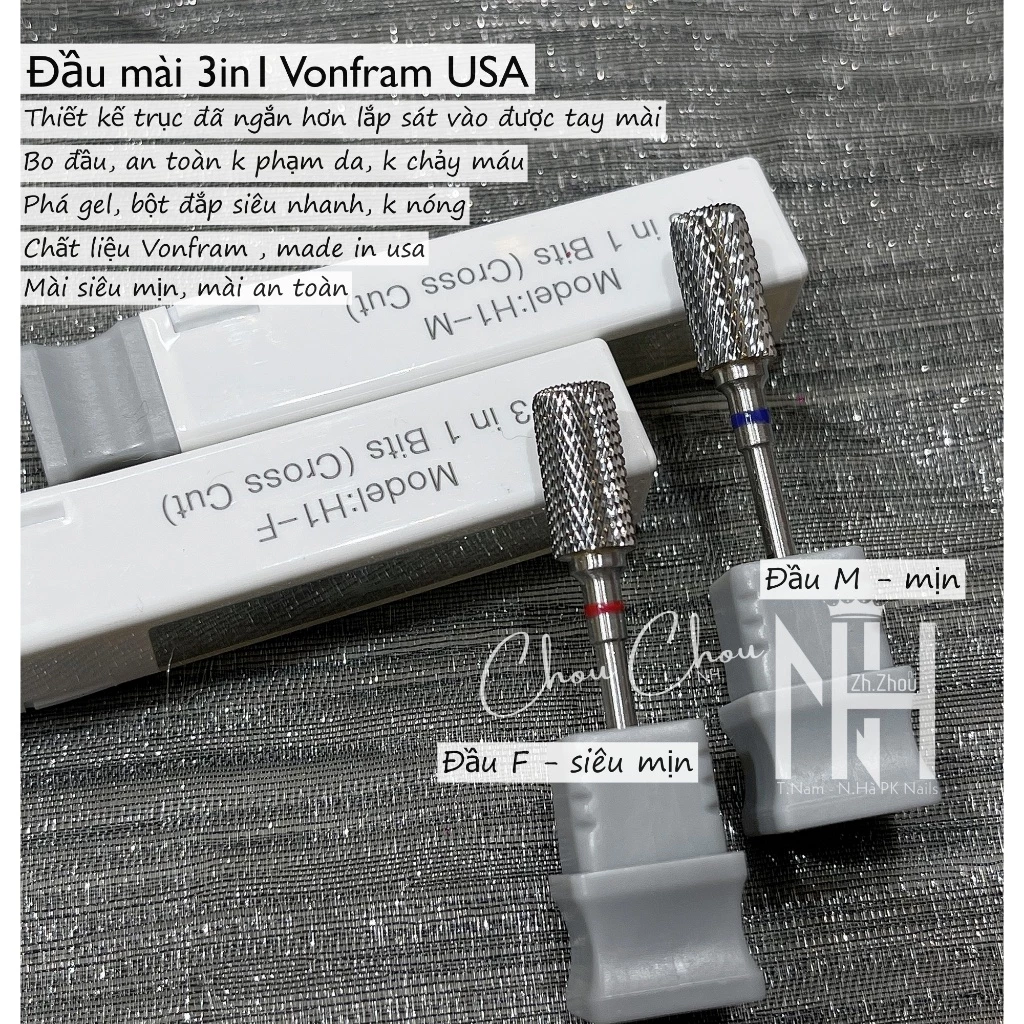 Đầu mài titan 3in1 ít bụi ,đầu mài phá, đầu mài mịn, mài móng bột, mài gel