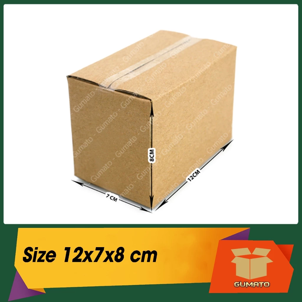 Size 12x7x8 cm, hộp giấy thùng carton gói hàng tại Gumato (Mã số P19)