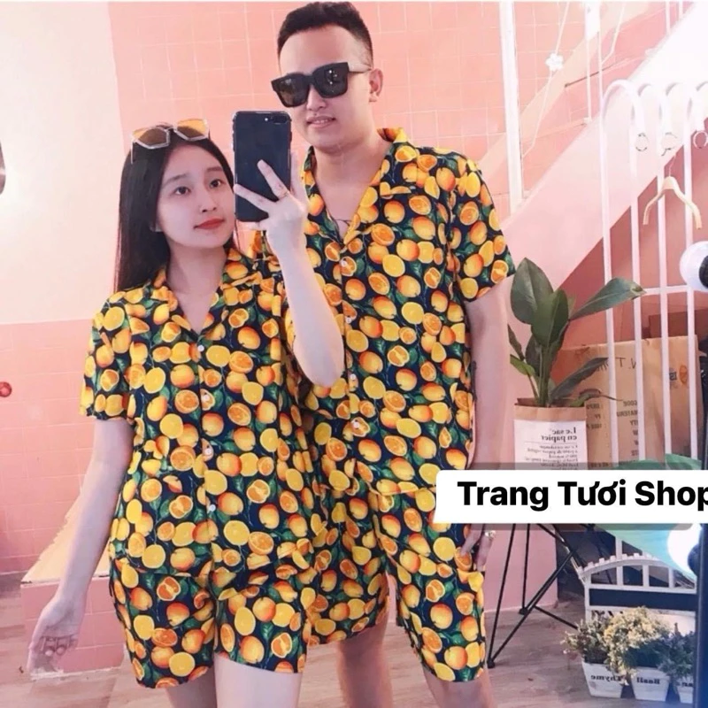 ĐỒ BỘ ĐI BIỂN MẪU TRÁI CAM CHO NHÓM GIA ĐÌNH NAM NỮ ĐỦ SIZE BÉ & LỚN TRANG TƯƠI SHOP