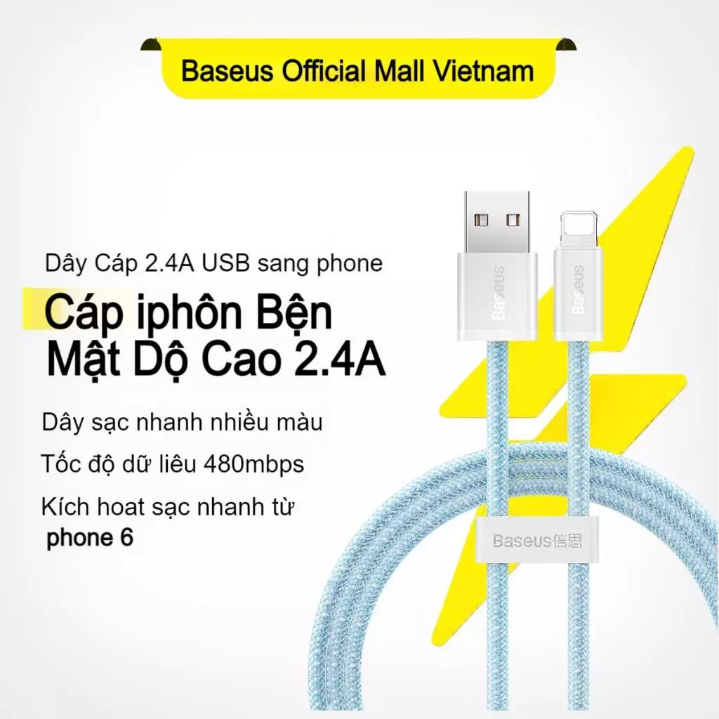 Cáp Sạc Nhanh 2.4A Baseus USB Dành cho Phone 13 Pro Max/12 Mini Pro Max