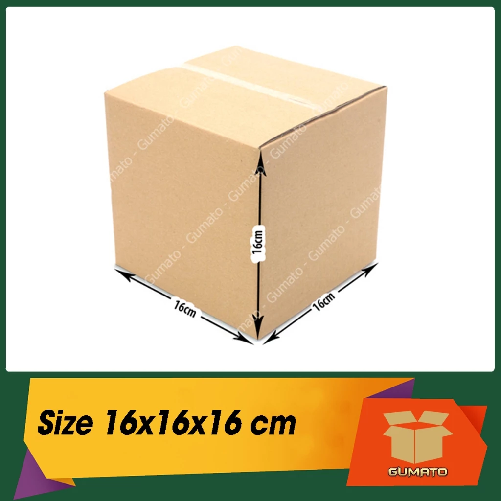 Size 16x16x16 cm, hộp giấy thùng carton gói hàng tại Gumato (Mã số P34)