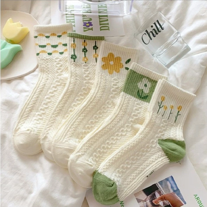 COMBO 5 Đôi Vớ Nữ Thời Trang Unisex Chất Liệu Cotton Dễ Thương Hàn Quốc - CBVN0201