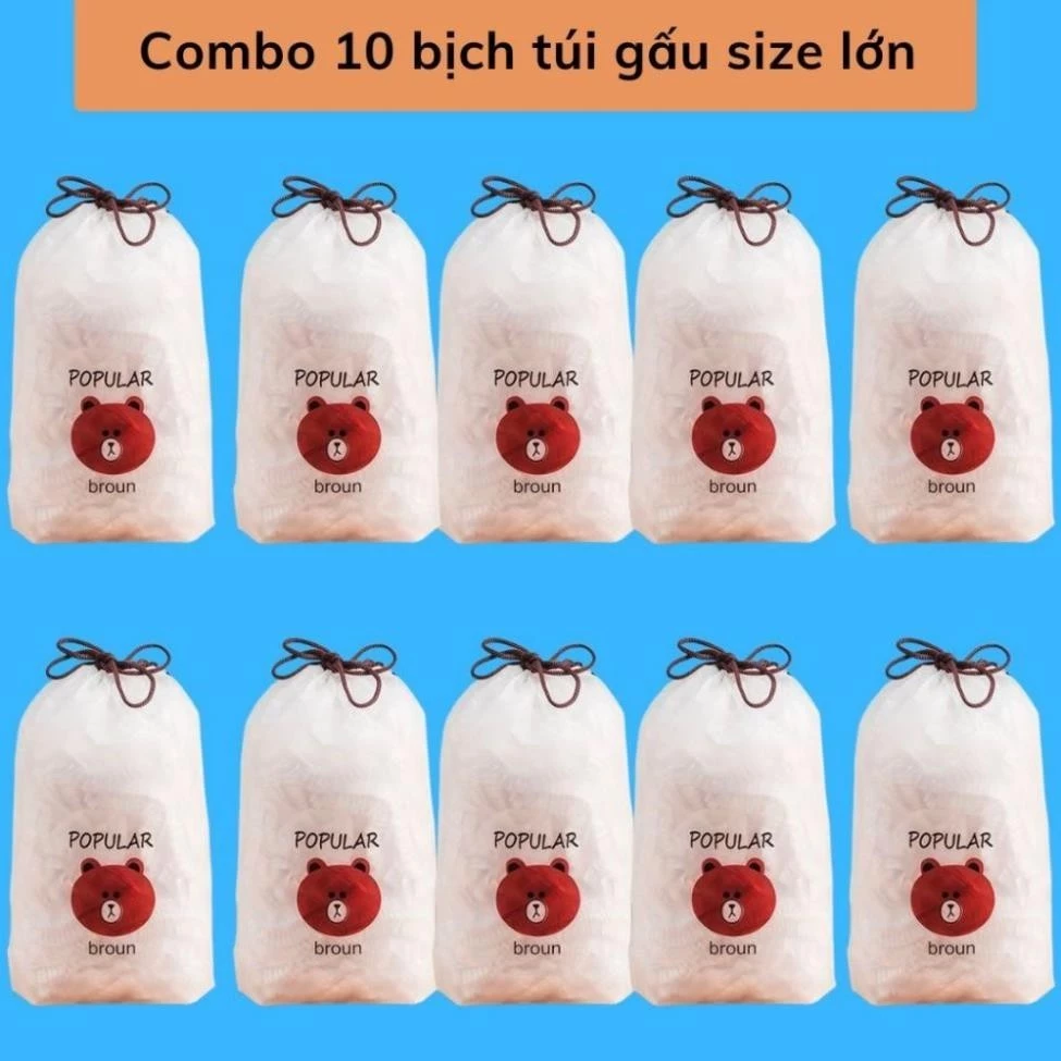 COMBO 5- 10 túi  Màng Bọc Thực Phẩm PE.Có Chun Bo Tái Sử Dụng Được Nhiều Lần -BA662
